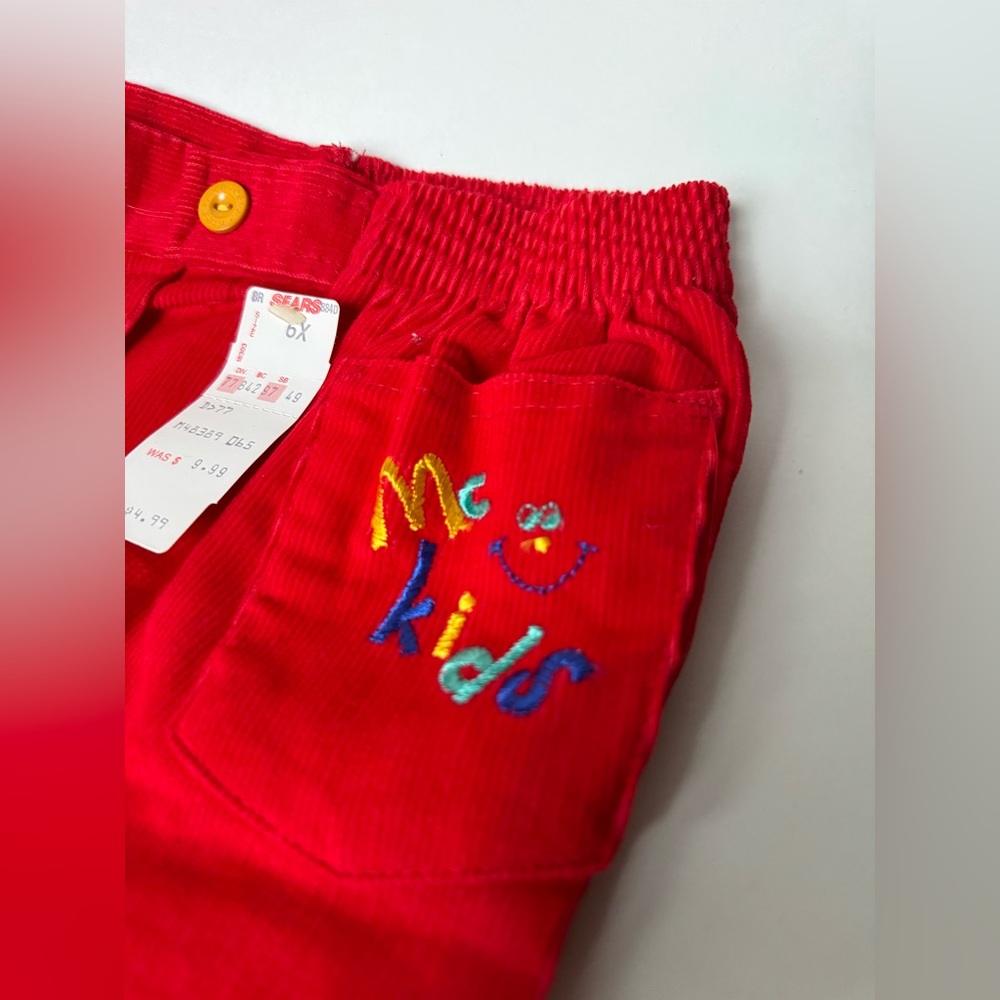 RARE NWT Vintage 80’s/90’s McDonald’s Girls Bright Red Corduroy Pants